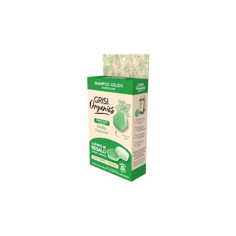 Shampoo Sólido con Menta para Cabello Graso, 75gr