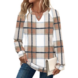 Long Sleeve Shirts for Women Fall Outfits 2025 Clothes Old Money Cozy Sweaters Fashion Winter Clothing Brown Plaid Shirts M