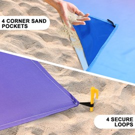 AISPARKY Beach Blanket Waterproof Sandproof Extra Large Beach Mat 79" X 83"/120"x108" for 2-8 Adults Quick Drying Durable Outdoor Picnic Mat for Travel, Camping, Hiking