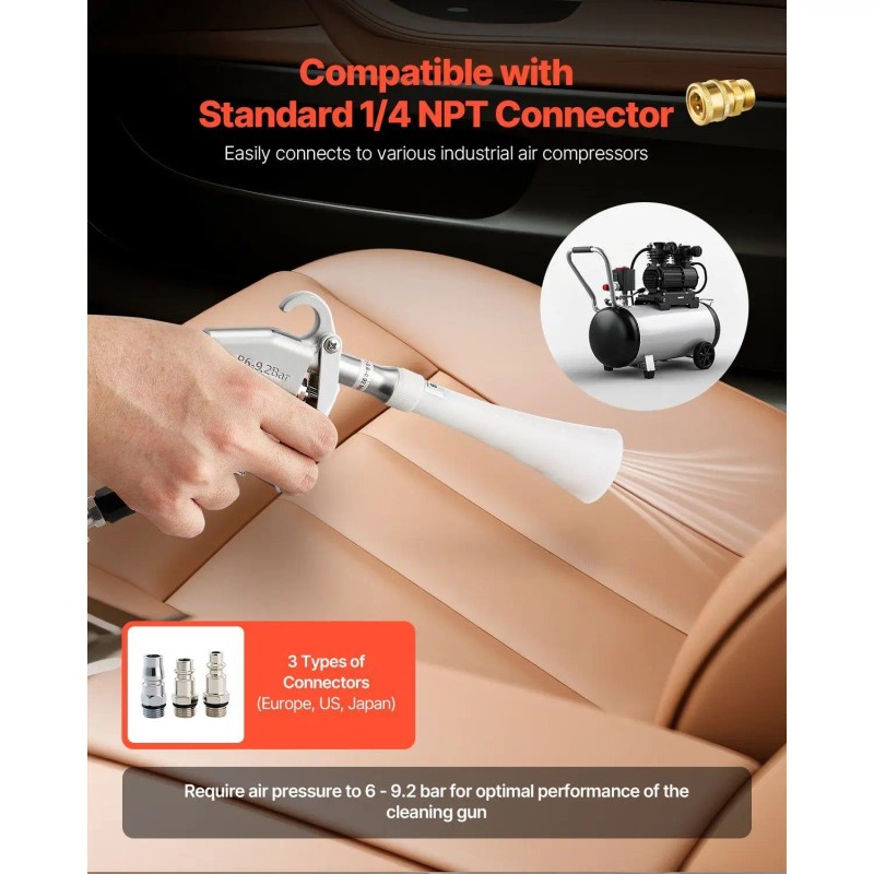 Air Blow Gun 6-9.2 Bar With 2 Nozzles Car Cleaning