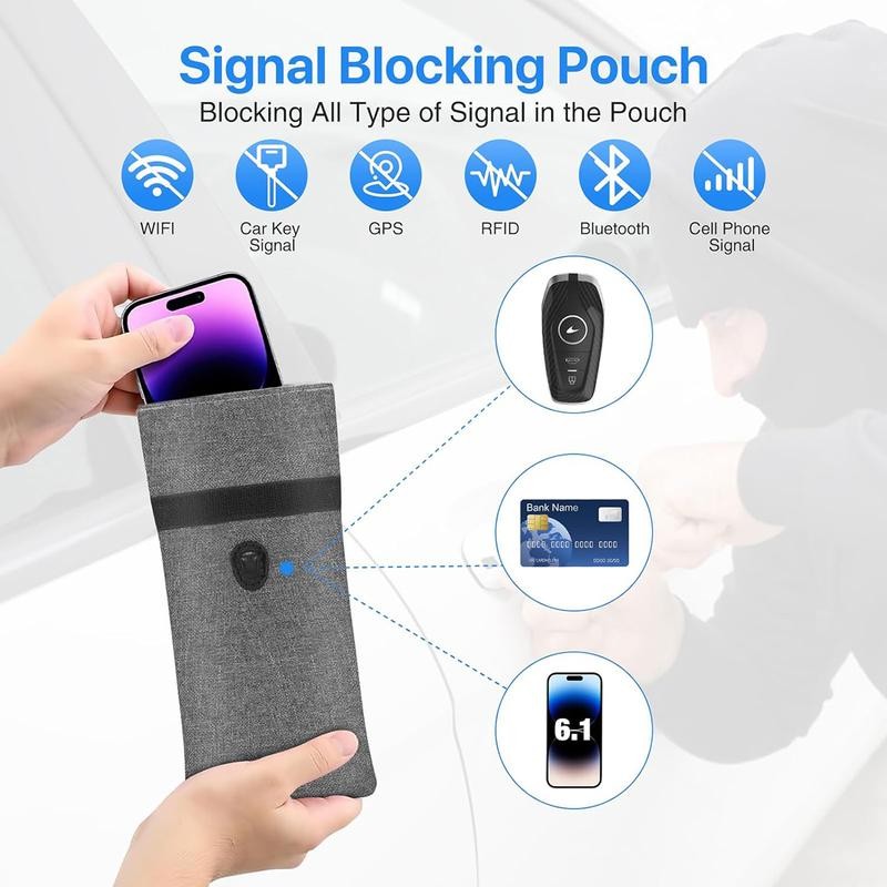 Faraday Shielding Bag for Cell Phones and Car Keys -