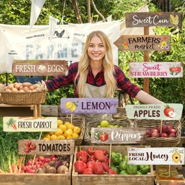 Kriyokiaa Farmers Market Decor, 10PCS Farmers Market Party Sign Decor with Fresh Produce Prints, Perfect for Locally Grown Baby Shower Decorations Farm Stand Supplies, Off the Market Bridal Shower