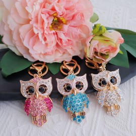 Llaveros para mujer, lindos llaveros para mujer, divertido llavero de anime para su hermana, niña, bolsa de regalo de cumpleaños, accesorios de cartera, Azul Lechuza, as show