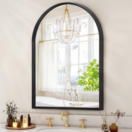 HLFMVWE Arch Bathroom Mirror, Wall Mounted Mirror, Black Vanity Wall Mirror Metal Frame Home Decor for Bedroom, Entryway, Living Room 20"x16"