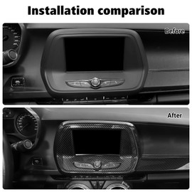 Voodonala for Chevy Camaro Center Navigition Panel Cover Compatible with Chevy Camaro 2017-2023(ABS, Carbon Fiber Black,7IN)
