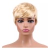 BM Peluca Corta De Cabello Humano Natural, Peluca Rubia Con
