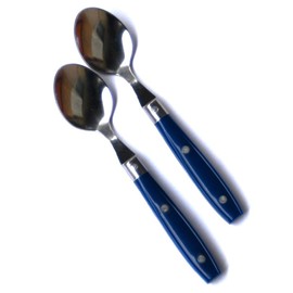 Bistro Cutlery, Cafe Spoons, Filet Collection, Made in France, NERON Marine, Set of 2, Teaspoon, Dishwasher Safe, Navy, Marine