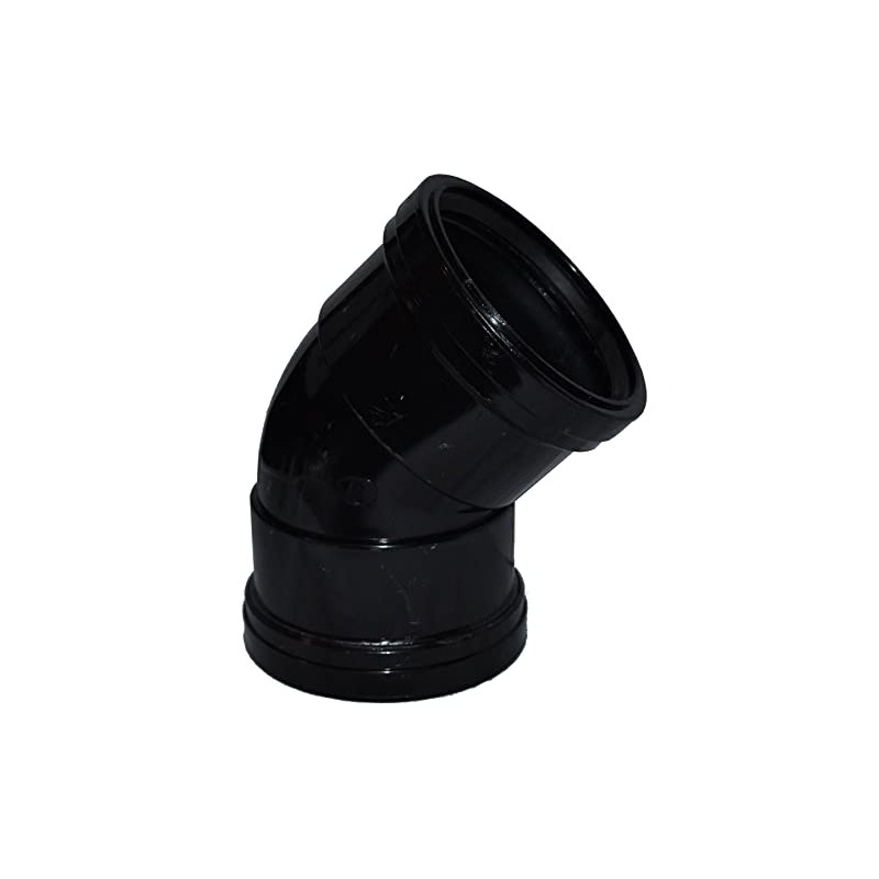 Double Socket Pushfit Soil Pipe 45 Degree Bend - Black