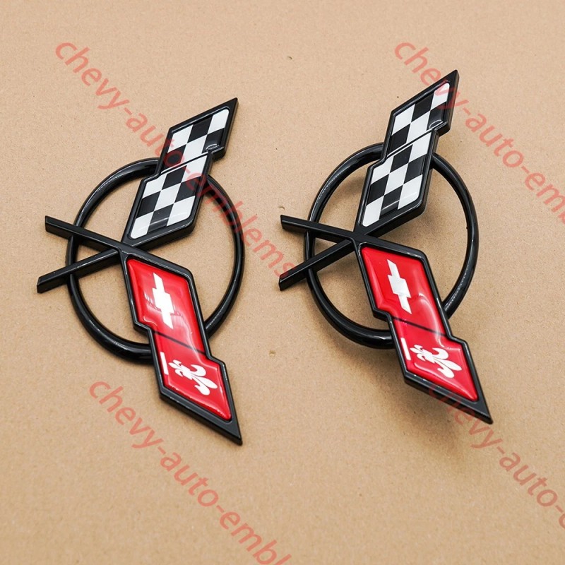Truckemblems 3pcs Black Red For 1997-2004 C5 Front Nose and