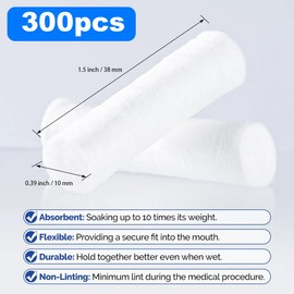 YAFLUG 300 Stück Nasenbluten Stopper, Nasentamponade, Nase Nasenstopper Nampons Gegen Nasenbluten Prozent Stark Saugfähige Watterollen Weiche Gazerollen Stoppstopfen(3.8 * 1Cm)