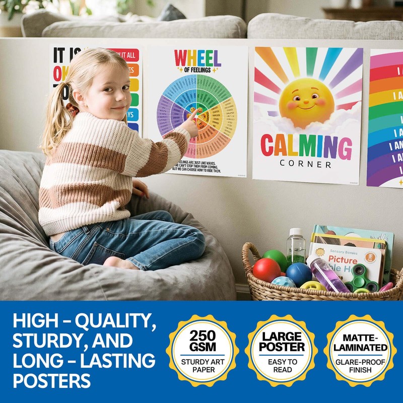 YUSPENYE 14pcs Calming Corner Posters, 11x14in SEL Classroom Decor
