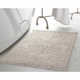 Jean Pierre New York Ricardo Cotton Fringe 17x24/21x34 in. 2-Piece Bath Rug Set, Light Grey