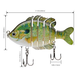 BASSDASH SwimPanfish Multi Jointed Panfish Bluegill Swimbaits Hard Topwater Bass Lures Fishing Lure Crank Saltwater 3.5in/0.85oz