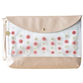 Kyowa Tsusho Soltia Clutch Back, Floral Pattern, Canvas Clutch, Party Bag, Wedding, Cosmetic Pouch, Small Pouch, Clear, Multi-Pouch, Formal Office, Storage, Fashionable, Pressed Flowers, School,