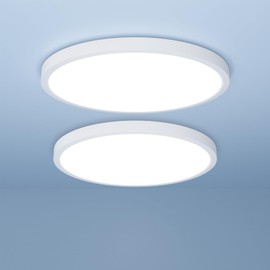 LUTW LED Ceiling Light Flat 18 W 1930 LM Ultra Thin Ceiling Light LED Round 6500 K Cool White IP44 Waterproof Modern Kitchen Lamp for Bathroom Bedroom Living Room Hallway 220 x 17 mm Pack of 2