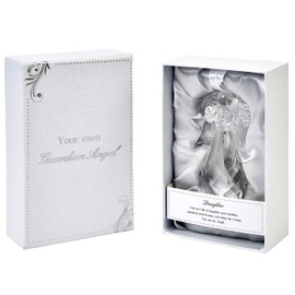 Guardian Angel Daughter, Crystal Angel Figurine for Home, Garden, Office or Car Decoration, Religious Heartwarming Caption in Gift Box-Transparent, One Size