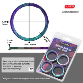 Silipac Metal Key Ring (12 pcs) - Iridescent Strong Keychain Rings for Car Keys, Home, School, Office, DIY Crafts - Flat Split Key Rings Heavy Duty Dog Ring Tag (1.14 in)