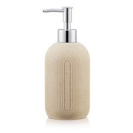 Hand Resin Soap Dispenser Set Bathroom, Dish Soap Dispenser for Kitchen with Pump, Elegant and Minimalist Modern Farmhouse Style Decor (Beige)