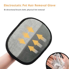 KVEXLIM 2-Piece Pet Hair Removal & Grooming Kit: Static Hair Remover Glove for Furniture, Carpet, Couch + Gentle Pet Grooming Glove for Cats & Dogs