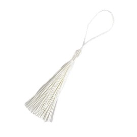 Pack of 50 Handmade Silky Mini Tassels, Colourful Tassel Bookmarks, Straight Tassels Pendant with Ropes Loop for Jewellery Making, DIY Craft Accessories, Bags, Bookmarks, Souvenirs, Cream