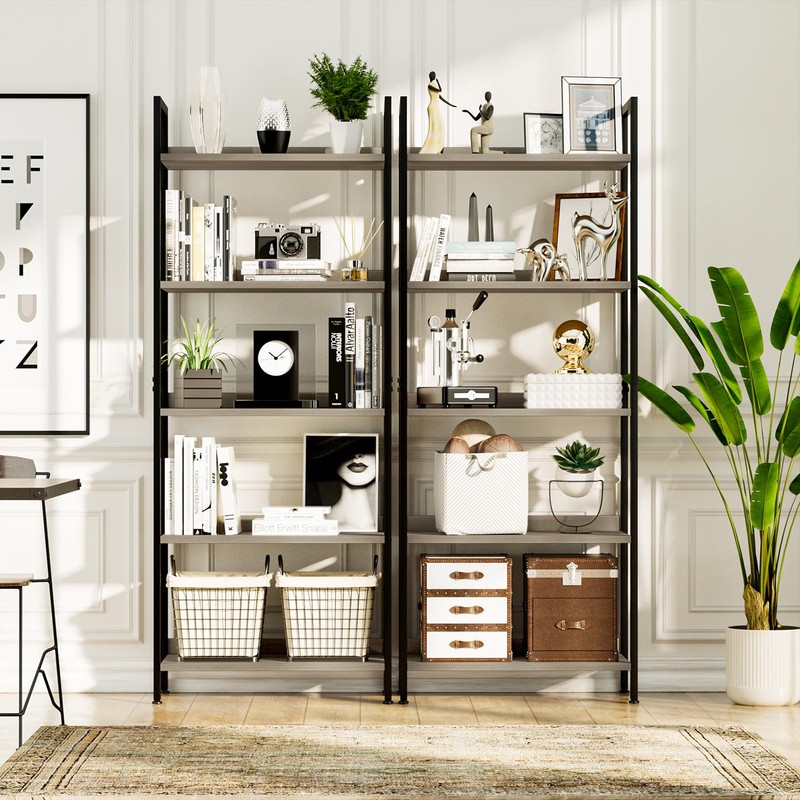 NUMENN Bookshelf, 5 Tier Bookshelves, Home Office Bookcase Shelf Storage