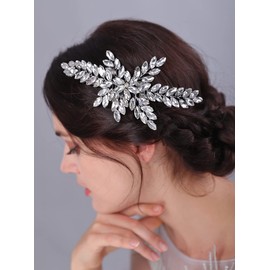 Teyglen Purple Rhinestone Wedding Hair Comb Bridal Crystal Hair Comb Hair Accessories Jewelry for Women Rhinestone Headpiece(Purple)