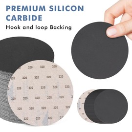 6 Inch 320 Grit Sanding Disc, GOH DODD 25 Pieces Wet Dry Sandpaper Hook and Loop Sanding Pads for Random Orbital Sander, Automotive, Woodworking, Metal Polishing and Sanding