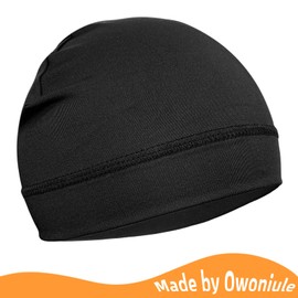 6 Pcs Skull Cap Sweat Wicking Helmet Liner Breathable Cycling Beanie Black Running Sports Hat Cooling Head Wraps for Men (Black Pack)