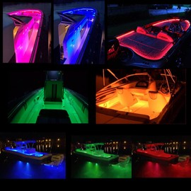 Led Strip Boat Lights Kit, 100FT Bluetooth Multi-Color Marine Pontoon Led Lights, Under Gunnel Deck and Night Fishing Lights, APP and Remote Control, Sound Music Sync