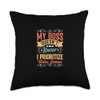 My Boss Doesn't Know I Prioritize Video Games Throw Pillow