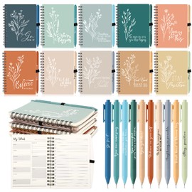 Resurhang 20 Sets 40 Pcs Inspirational Aesthetic Spiral Notebooks with Ballpoint Pens 4x6 Small Pocket Spiral Journal Motivational Appreciation Thank You Gifts for Students Back To School, Earth Tone