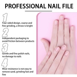 Professional 4-Sided Grit Nail Files - Set of 3, with Buffer Blocks for Shiny & Glossy Nails, Ideal for Home & Salon Acrylic Use