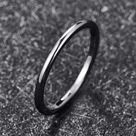 Vakki 2 mm Black/Blue/Silver Tungsten Carbide Wedding Band for Men/Women, Comfort Fit Sizes 52 to 67 (16.6-21.3 mm), Tungsten, Silver