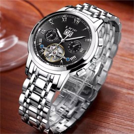 Lige Luxury Men Watch Automatic Mechanical Date Week Month Luminous Dial Wristwatches