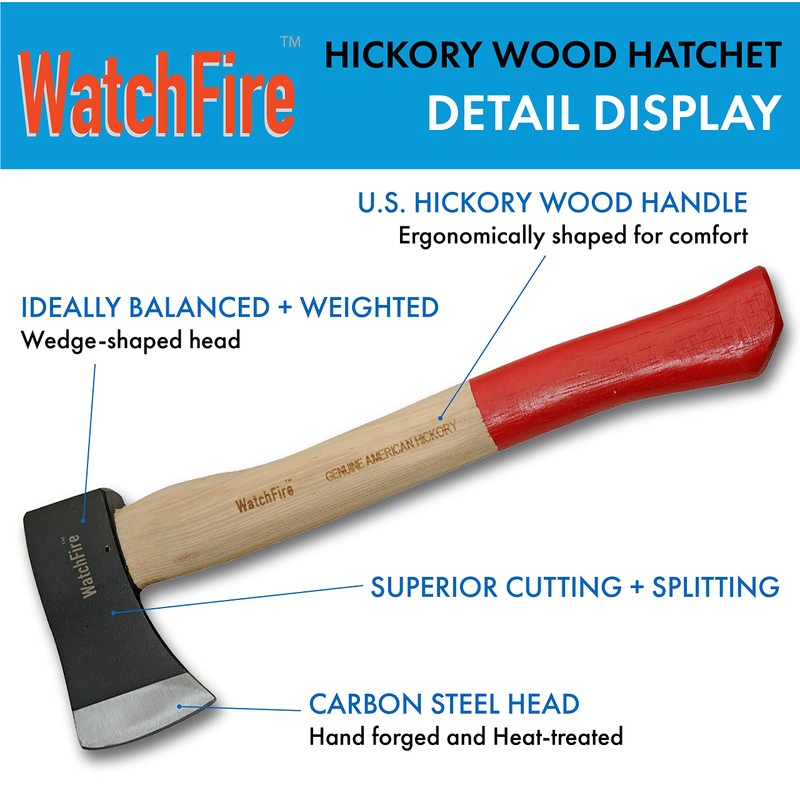 SZCO Watchfire 16" Camp Axe, Hickory Handle