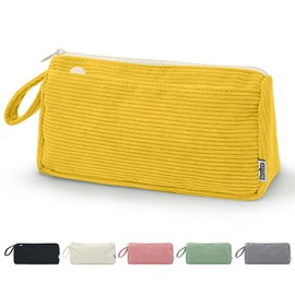 Boziee Corduroy Fabric Pencil Case Large Capacity Pencil Case Cordury Pencil Case School Pencil Case Organiser for School Office Girls Teenagers Pencil Case, yellow, Cordury