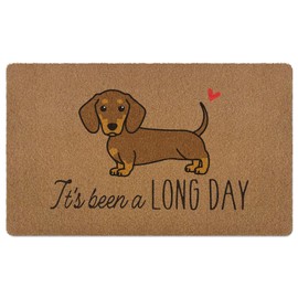 XLDLIOO Funny Dachshund Dog Door Mat, It's Been A Long Day Welcome Front Door Mat Indoor Outdoor Entrance, Rustic Cute Dog Artificial Coir Doormat Rugs for Dog Lovers Porch Entry Kitchen Decor 30x17in