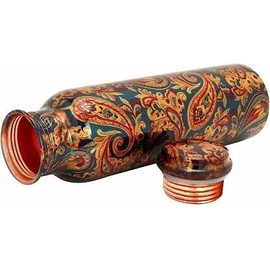 900 ML Decent Design Copper Bottle Water with Lid Perfect Ayurvedic Copper Vessel for Sports, Fitness, Yoga Leak Proof 900 ML (Copper -04)