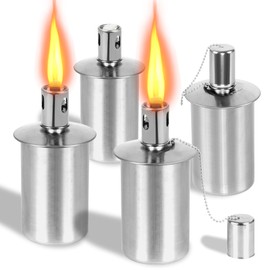 Stainless Steel Table top Torch Canister with Wick and Snuffer, 12oz Outdoor Fuel Torch for Arden Patio Yard (4 Packs)