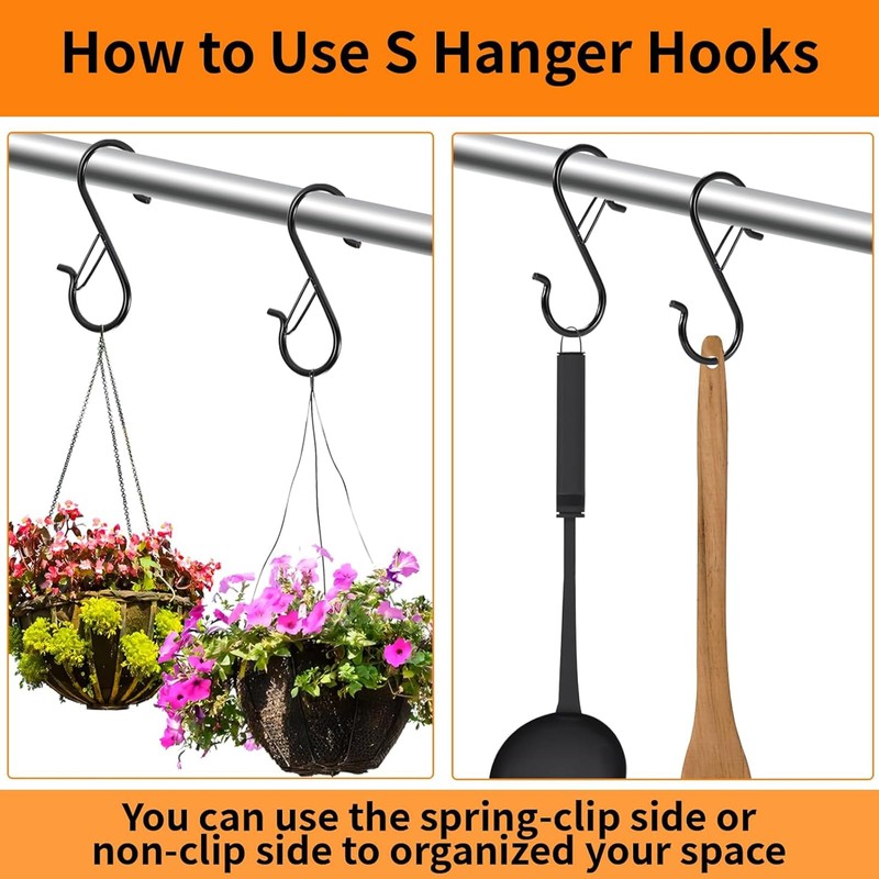 12 Pack 3.5 inch S Hooks for Hanging with Safety