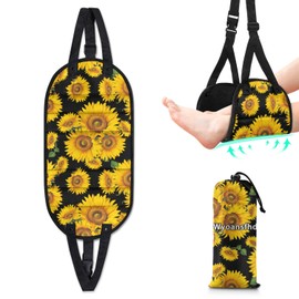 Wyoansfhd Sunflowers Foot Hammock for Airplane Travel- Portable,Perfect Airplane Foot Rest.Height Adjustable Foot Rest for Office Accessories, Desk Foot Hammock,Comfortable Foot Hammock Airplane