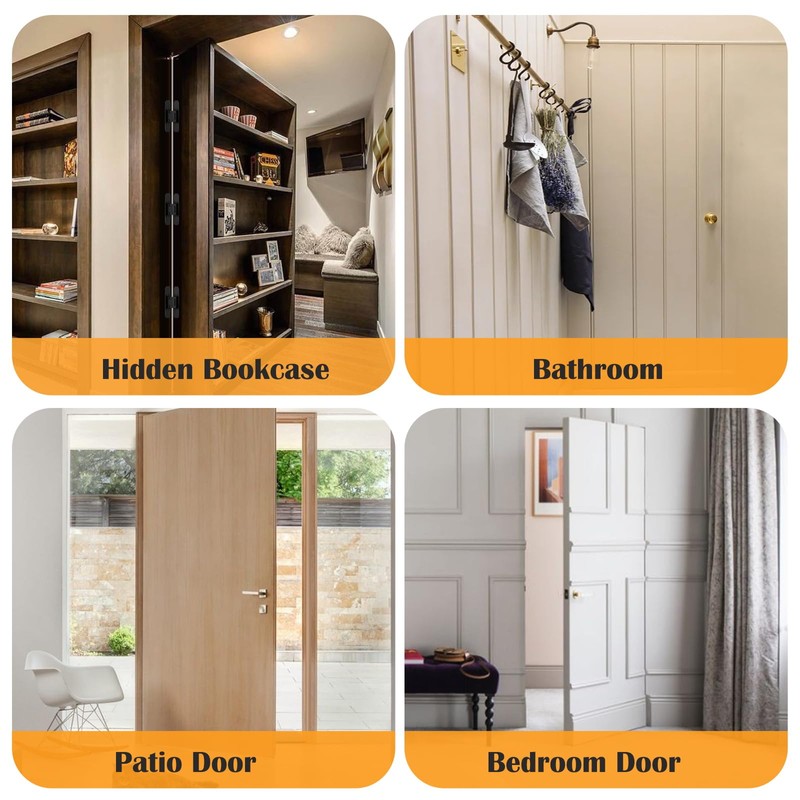 HBL' 2 Pack Hidden Door Hinges, 7 Inch Black Heavy