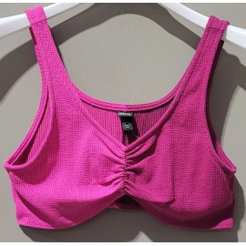 Wild Fable Women's Large Scrunch Front Textured 2 Pink Tones Tiny Tank Crop Top