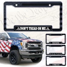 American Flag License Plate Frame Tag Bracket with 3D Raised Stars and Stripes and Domcal Message.. (Don't Tread On ME), (AF_Dome)