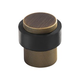 DOOROOM 1-1/2 Inch Length, 1-3/5 Height, Cylindrical Floor Mount Door Stopper Holder - Heavy Duty, Brass, Bronze Finish, Keeps Door Open, 1 Pack