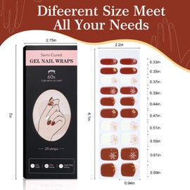 JERCLITY 1 Sheet 20pcs Luminous Christmas Semi Cured Gel Nail Strips, Gel Nail Wraps, Ease to Use, Hassle-Free Removal, Requires Lamps for Curing, Waterproof and Long Lasting(Luminous Style-1)