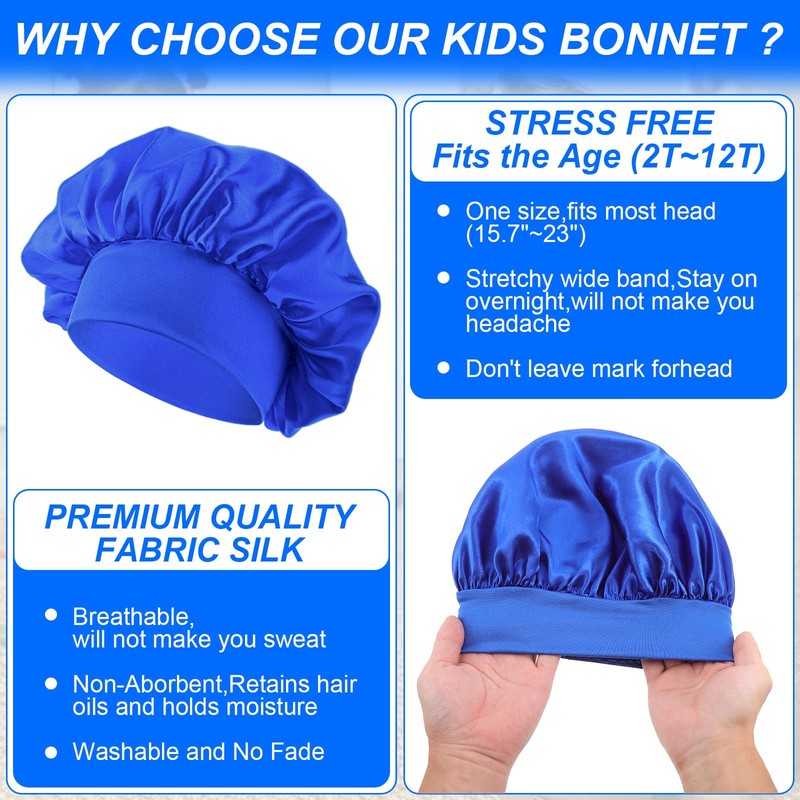 3 Pcs Satin Kid Bonnets Curly Hair Wrap Girl Silk