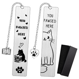 2Pcs Cat Bookmarks for Women Men, Metal Bookmark Kitten Bookmark Cute Funny Bookmark Gifts for Book Lovers and Cat Lovers with Gift Box
