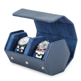 Contact's family Hexagon Dual Carry Travel Storage Watch Watch Case Watch Storage Case (Blue)
