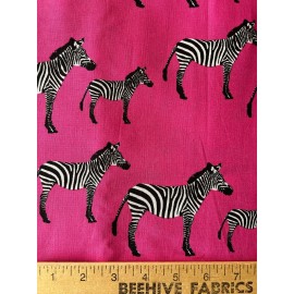 Timeless Treasures pink zebra zebras 100% cotton crafts quilting apparel 1/2 yard